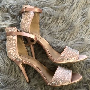 Crystal open toe heels